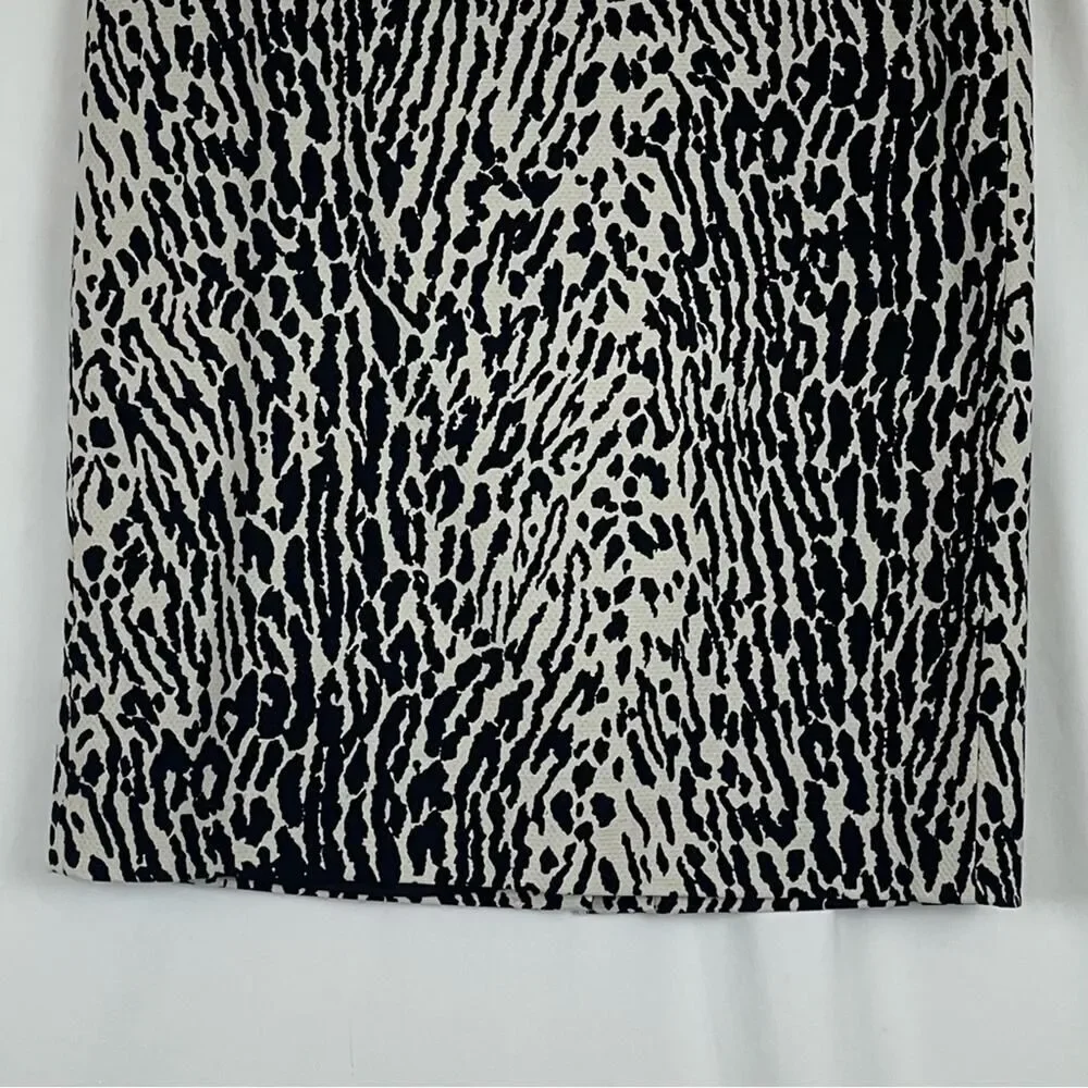 Talbots Black Cream Animal Print Pencil Skirt NWOT Size 6